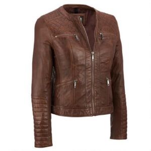 Black Rivet Leather Quilted Jacket